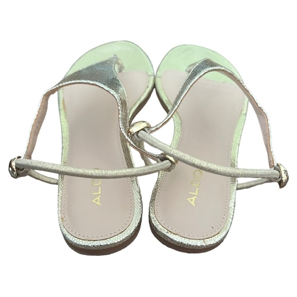 ALDO Erarenia Gold Sandal adjustable Sling style - Picture 2 of 13